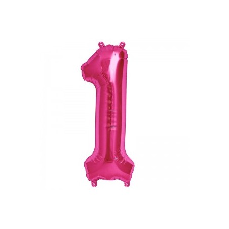 BALLON METALLIQUE CHIFFRE 1 FUSCHIA 41 CM