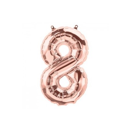 BALLON METALLIQUE CHIFFRE 8 ROSE GOLD 40 CM