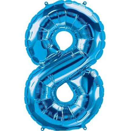 BALLON METALLIQUE CHIFFRE 8 BLEU 41 CM