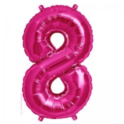 BALLON METALLIQUE CHIFFRE 8 FUSCHIA 41 CM