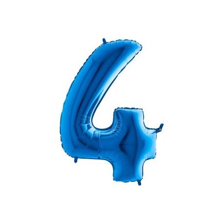BALLON METALLIQUE CHIFFRE 4 BLEU 41 CM