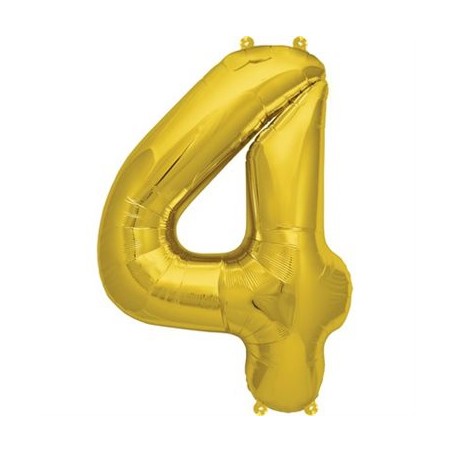 BALLON METALLIQUE CHIFFRE 4 OR 41 CM