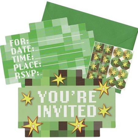 8 INVITATIONS TNT PARTY CAMOUFLAGE