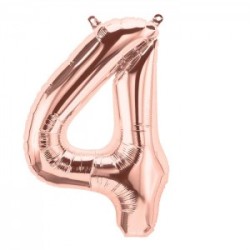 BALLON METALLIQUE CHIFFRE 4 ROSE GOLD 40 CM