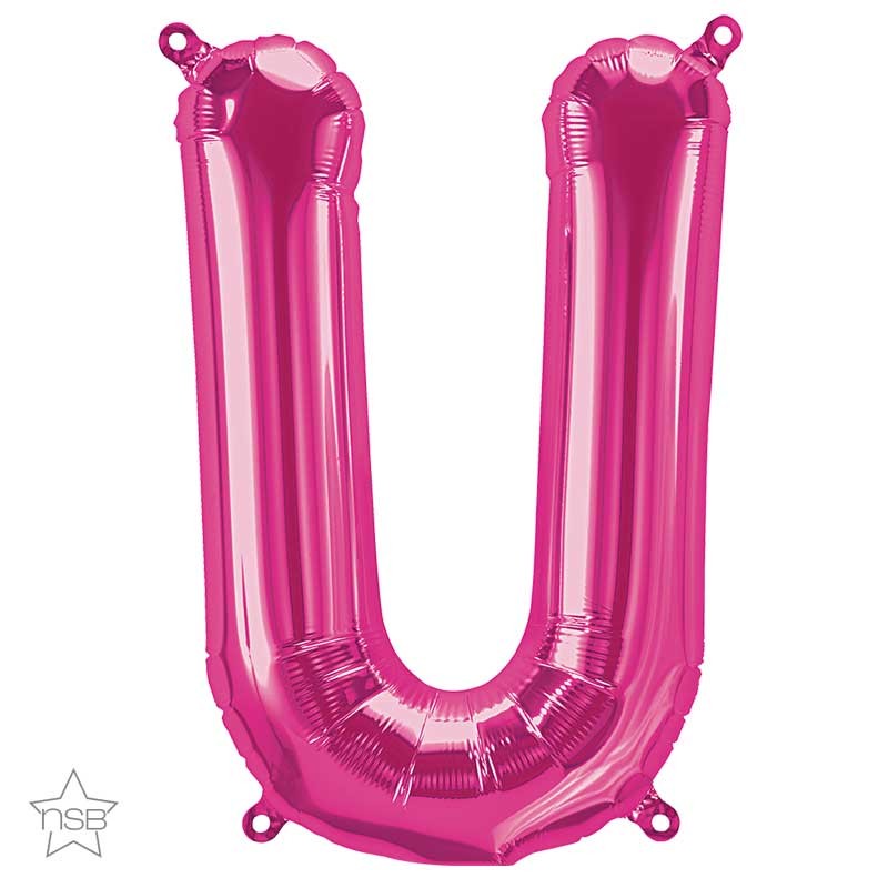 BALLON LETTRE METALLIQUE U FUSCHIA 40 CM