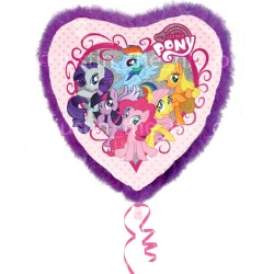 BALLON METALLIQUE COEUR AVEC MARABOUT MY LITTLE PONY 81 X 81 CM