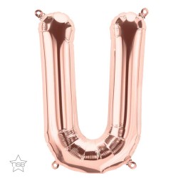 BALLON METALLIQUE ROSE GOLD LETTRE U 40 CM