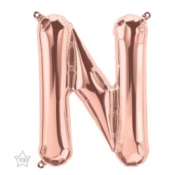 BALLON METALLIQUE ROSE GOLD LETTRE N 40 CM