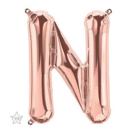 BALLON METALLIQUE ROSE GOLD LETTRE N 40 CM