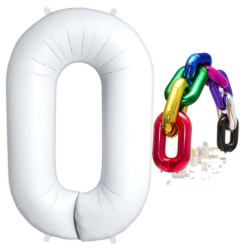 BALLON METALLIQUE DECO LINK BLANC 87 CM