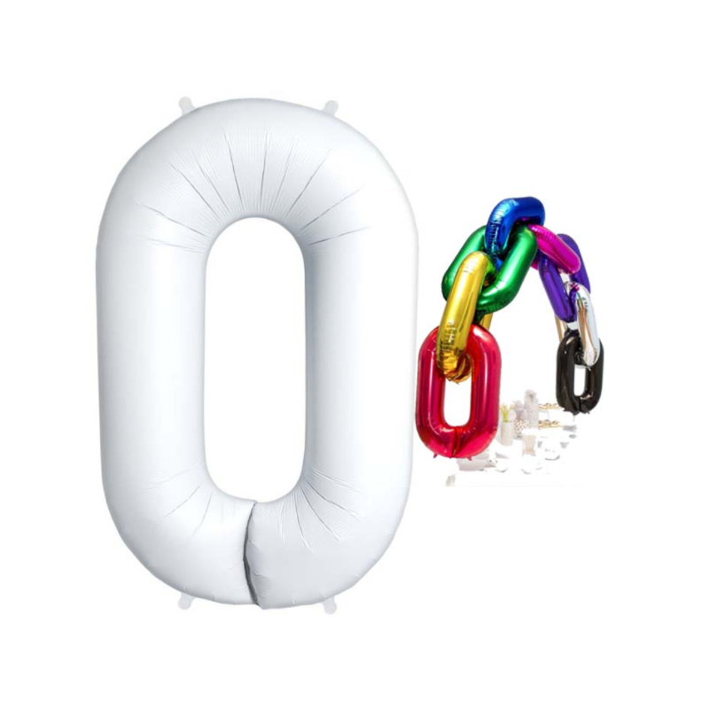 BALLON METALLIQUE DECO LINK BLANC 87 CM