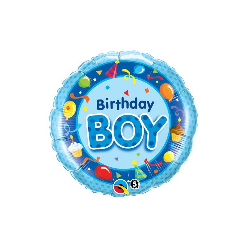 BALLON METALLIQUE ROND BIRTHDAY BOY BLEU 46 CM BALLON METALLIQUE ROND BIRTHDAY BOY BLEU 46 CM