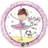 BALLON METALLIQUE ROND BIRTHDAY GIRL BALERINE 46 CM