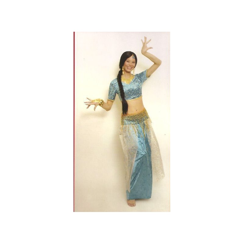 DEGUISEMENT DANSEUSE DU VENTRE BLEU ET OR BOLLYWOOD TAILLE 40/42