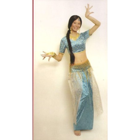 DEGUISEMENT DANSEUSE DU VENTRE BLEU ET OR BOLLYWOOD TAILLE 40/42