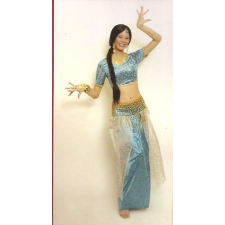 DEGUISEMENT DANSEUSE DU VENTRE BLEU ET OR BOLLYWOOD TAILLE 44/46