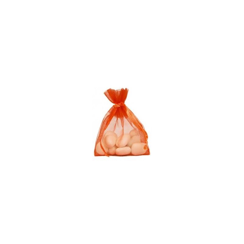 10 SACHETS ORGANZA ORANGE PETIT MODELE