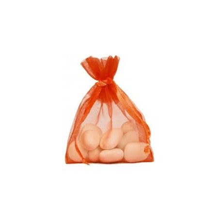 10 SACHETS ORGANZA ORANGE PETIT MODELE