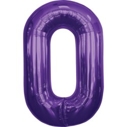 BALLON METALLIQUE CHIFFRE 0 VIOLET 87 CM