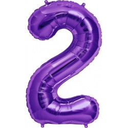 BALLON METALLIQUE CHIFFRE 2 VIOLET 87 CM