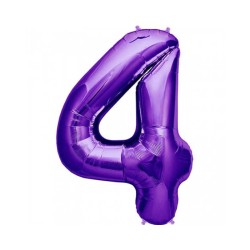 BALLON METALLIQUE CHIFFRE 4 VIOLET 87 CM