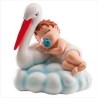 FIGURINE BEBE BLEU SUR CIGOGNE