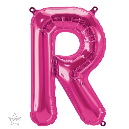 BALLON LETTRE METALLIQUE R FUSCHIA 40 CM