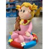 FIGURINE BEBE FILLE ROSE AVEC COUETTES ET DOUDOU