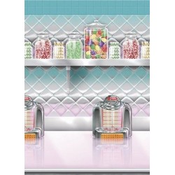 DECORATION FOND MURAL ANNEES 50 CANDY BAR 1,22 X 12,20 M