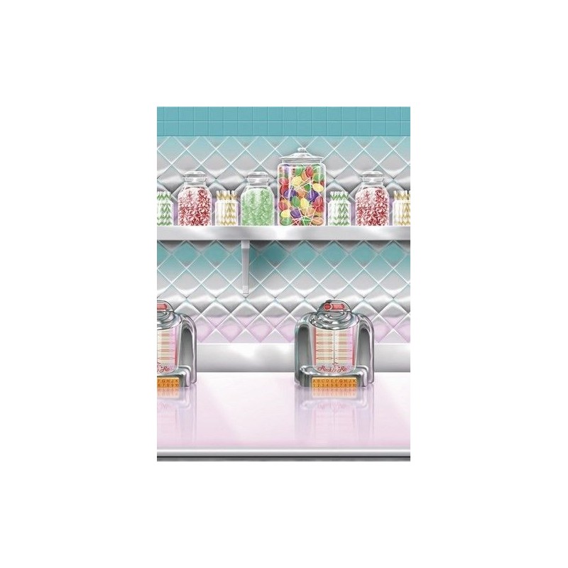 DECORATION FOND MURAL ANNEES 50 CANDY BAR 1,22 X 12,20 M