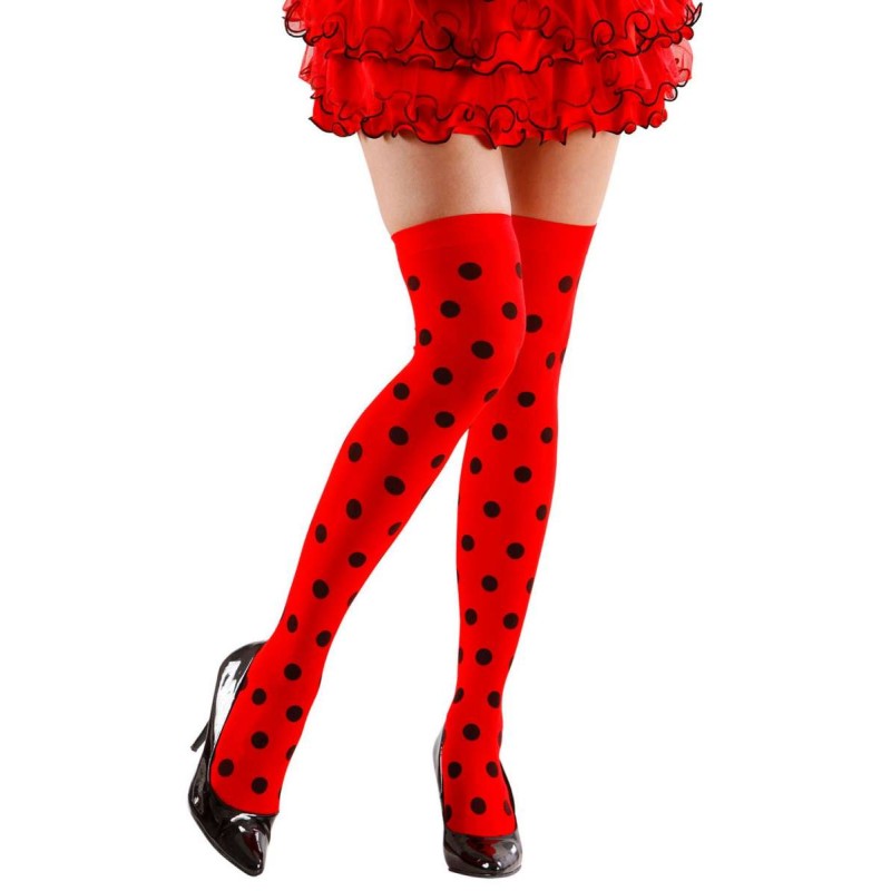 BAS COCCINELLE ROUGE POIS NOIR TAILLE XL