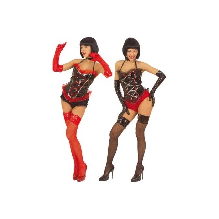 DEGUISEMENT CORSET VINYL NOIR DECOR ROUGE CABARET