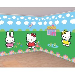 DECORATION MURALE HELLO KITTY 2,5 X 3,6 METRES