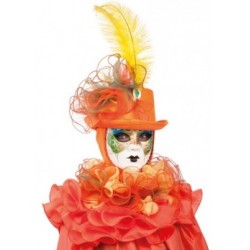 COIFFE VENITIENNE ORANGE :  CHAPEAU ET COLERETTE