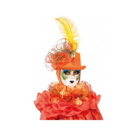 COIFFE VENITIENNE ORANGE :  CHAPEAU ET COLERETTE