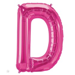 BALLON LETTRE METALLIQUE D FUSCHIA 40 CM