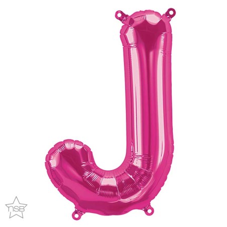 BALLON LETTRE METALLIQUE J FUSCHIA 40 CM