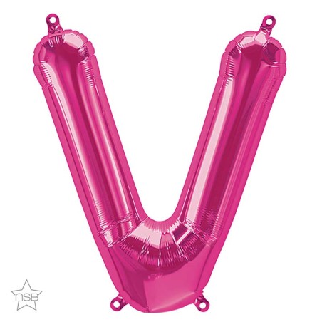 BALLON LETTRE METALLIQUE V FUSCHIA 40 CM