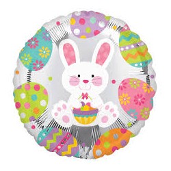 BALLON METALLIQUE LAPIN DE PAQUES DIAMETRE 43 CM