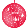 BALLON LATEX BALLOONIA 3' JOYEUSES FETES ROUGE