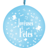 BALLON LATEX BALLOONIA 3' JOYEUSES FETES BLEU ROI