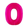 BALLON METALLIQUE CHIFFRE 0 ROSE FLUO 100 CM 