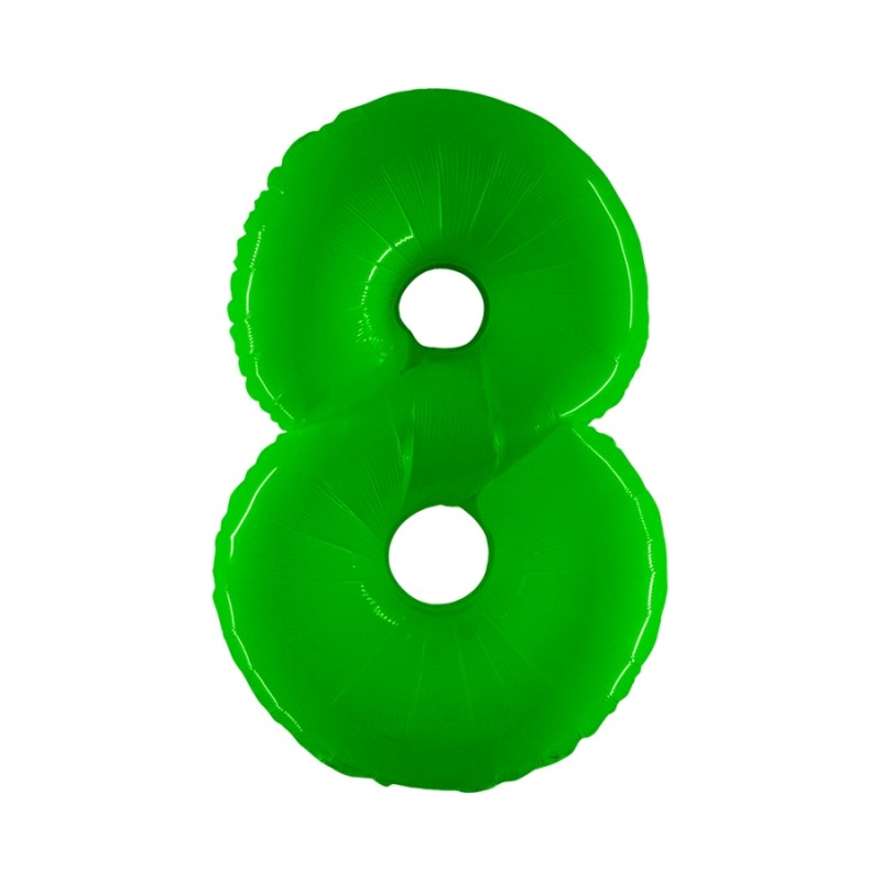 BALLON METALLIQUE CHIFFRE 8 100 CM VERT FLUO