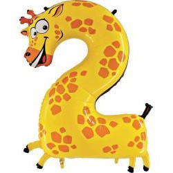 BALLON ANIMAUX GIRAFE CHIFFRE 2 21 X 44 CM