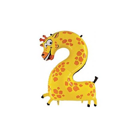 BALLON ANIMAUX GIRAFE CHIFFRE 2 21 X 44 CM