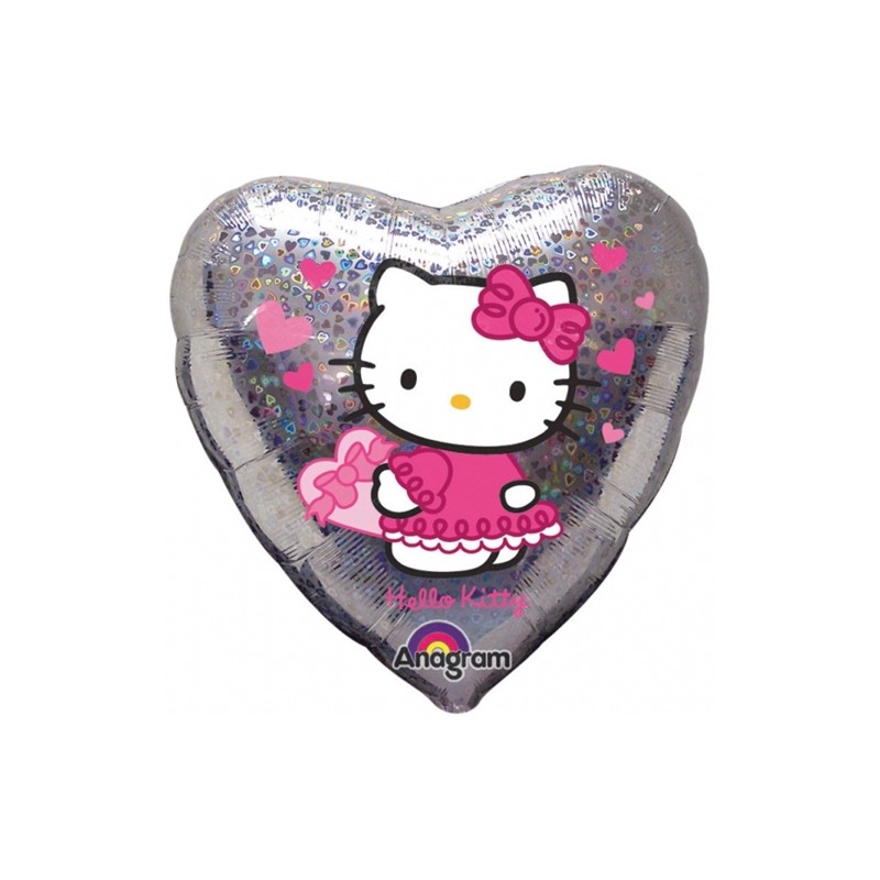 BALLON METALLIQUE COEUR HELLO KITTY 45 CM