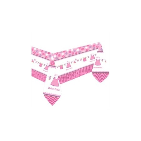 NAPPE PLASTIFIEE BABY SHOWER WITH LOVE GIRL ROSE 138 X 259 CM