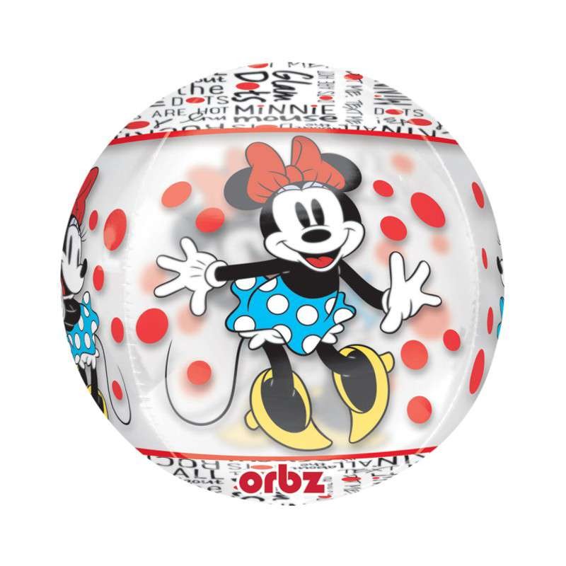 BALLON ROND ORBZ TRANSPARENT MINNIE MOUSE 38 X 40 CM