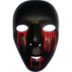 MASQUE NOIR AVEC LARMES DE SANG FEMME HALLOWEEN