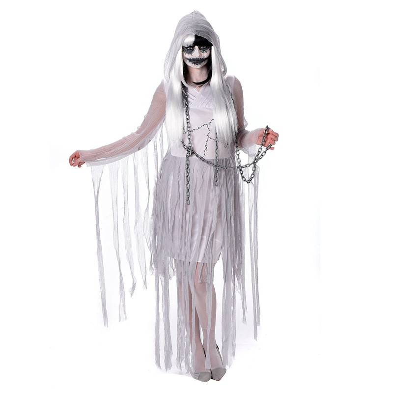 DEGUISEMENT DE FANTÔME ENCHAINEE PRISONNIERE ROBE BLANCHE LAMBEAUX TAILLE M DEGUISEMENT DE FANTÔME ENCHAINEE PRISONNIERE ROBE BLANCHE LAMBEAUX TAILLE M